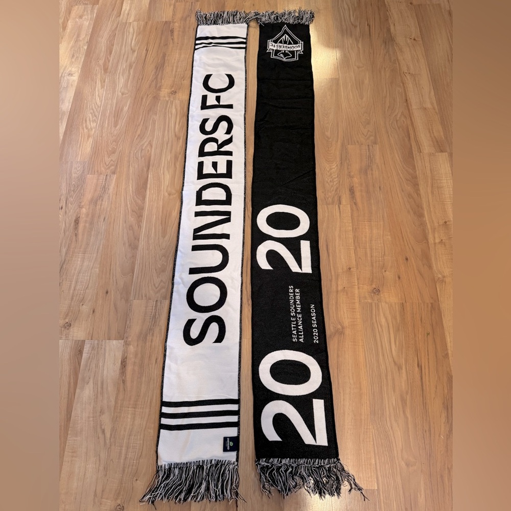 Seattle Sounders 2020 FC Scarf MLS  60" x 7" Black and White by Diehard Alliance